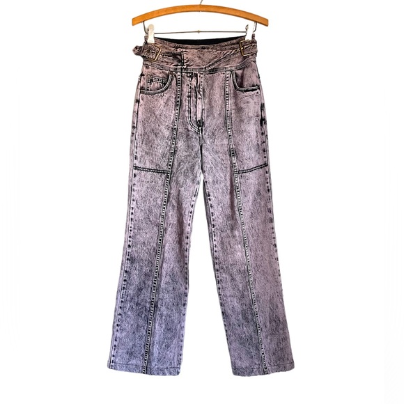 Ulla Johnson Albie Lilac Belted High Waisted Wide Leg Jeans Women’s 0 Acid Wash - Picture 4 of 16